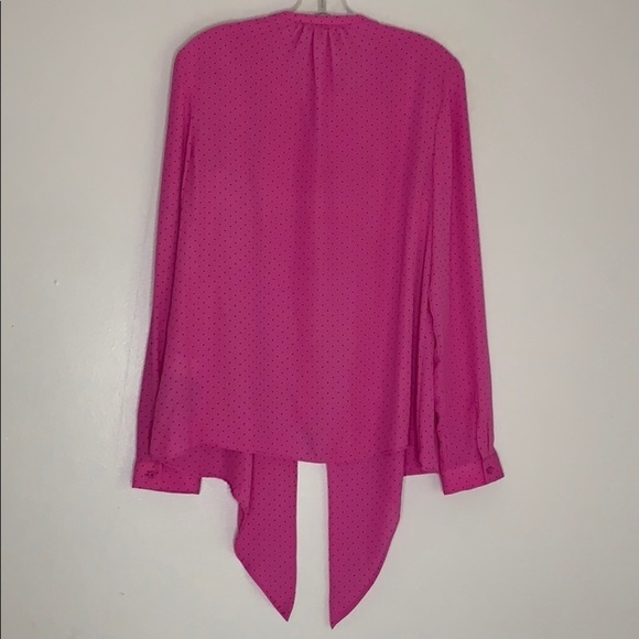 Dana Buchman Barbie Pink Polka Dot Front Knot blouse long sleeve medium blouse - Picture 5 of 8